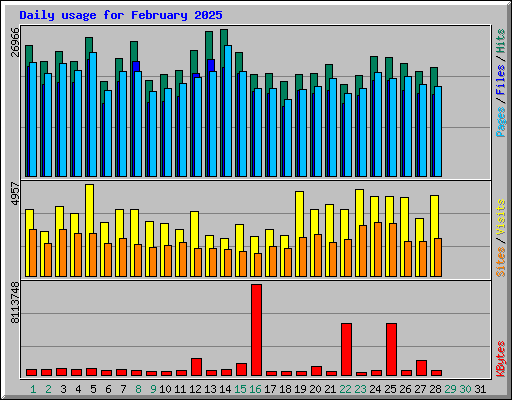 Daily usage for February 2025
